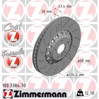 Jeu de 2 disques de frein avant ZIMMERMANN 100.3384.70