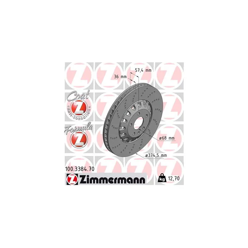 Jeu de 2 disques de frein avant ZIMMERMANN 100.3384.70