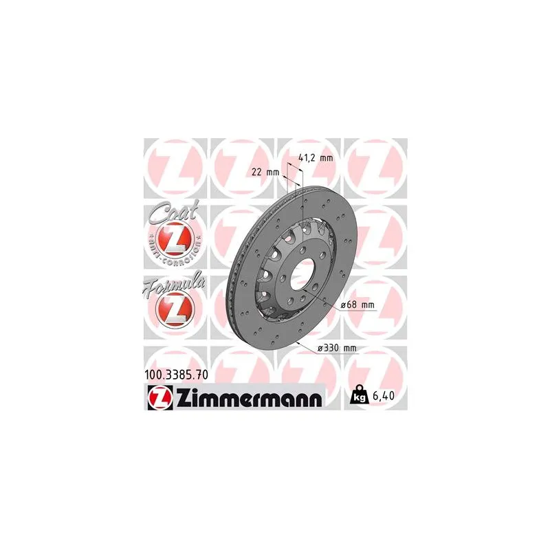 Jeu de 2 disques de frein arrière ZIMMERMANN 100.3385.70