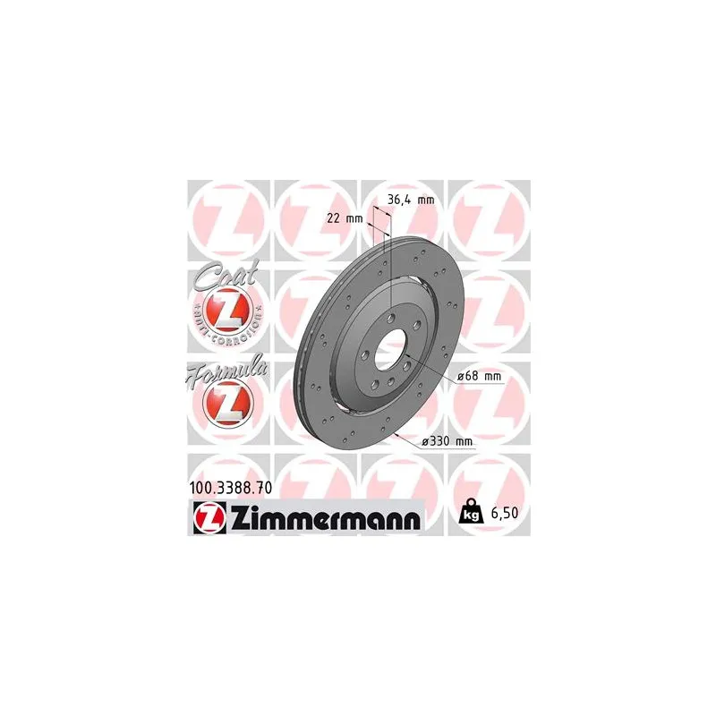 Jeu de 2 disques de frein arrière ZIMMERMANN 100.3388.70