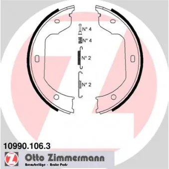 Jeu de mâchoires de frein, frein de stationnement ZIMMERMANN 10990.106.3