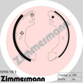 Jeu de mâchoires de frein ZIMMERMANN 10990.118.3