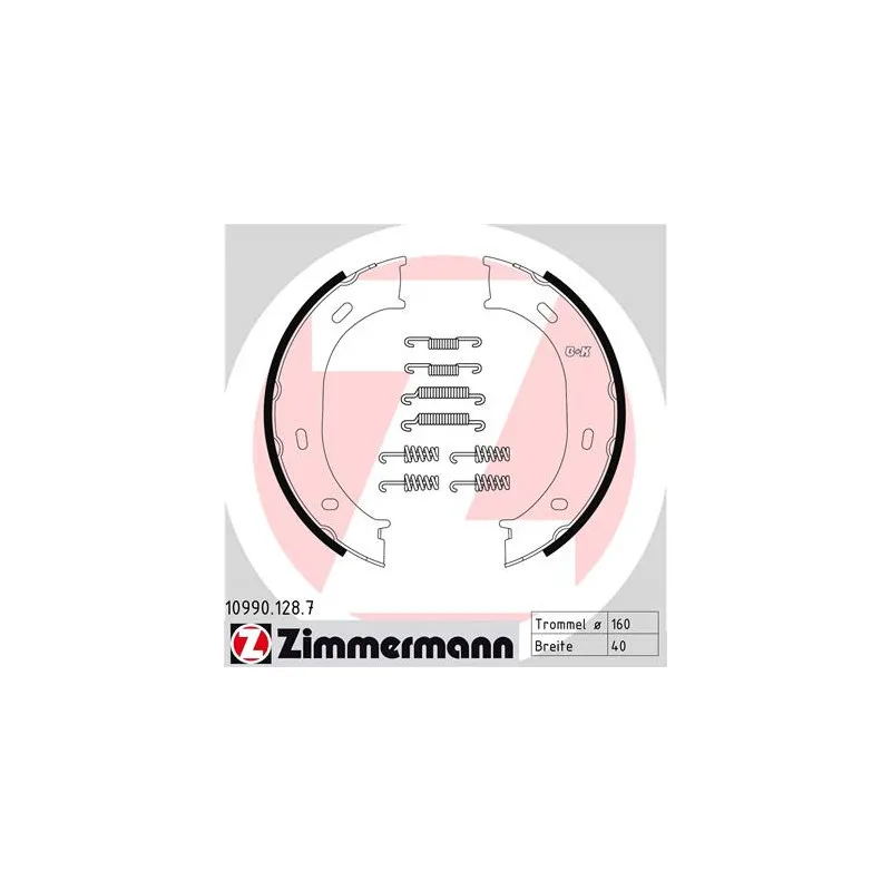 Jeu de mâchoires de frein, frein de stationnement ZIMMERMANN 10990.128.7