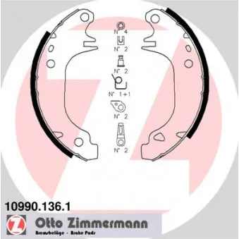 Jeu de mâchoires de frein ZIMMERMANN 10990.136.1