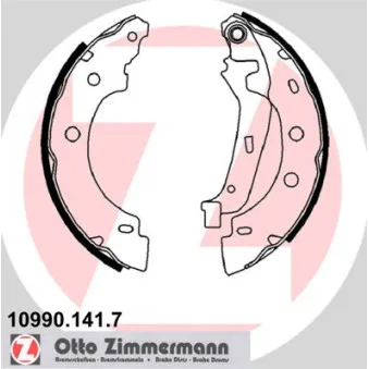 Jeu de mâchoires de frein ZIMMERMANN 10990.141.7