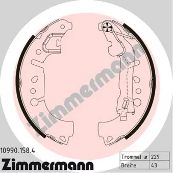 Jeu de mâchoires de frein ZIMMERMANN 10990.158.4