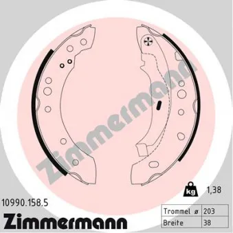 Jeu de mâchoires de frein ZIMMERMANN 10990.158.5
