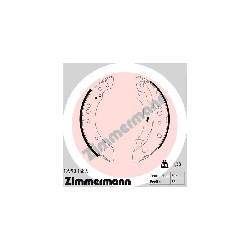 Jeu de mâchoires de frein ZIMMERMANN 10990.158.5