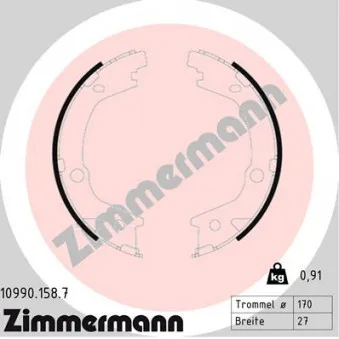 Jeu de mâchoires de frein, frein de stationnement ZIMMERMANN 10990.158.7