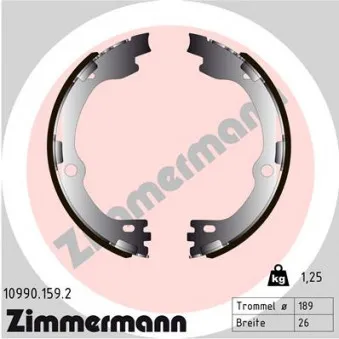 Jeu de mâchoires de frein, frein de stationnement ZIMMERMANN