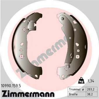 Jeu de mâchoires de frein ZIMMERMANN 10990.159.5