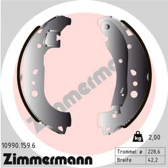 Jeu de mâchoires de frein ZIMMERMANN 10990.159.6