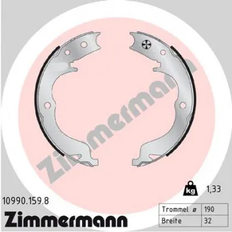 Jeu de mâchoires de frein, frein de stationnement ZIMMERMANN 10990.159.8