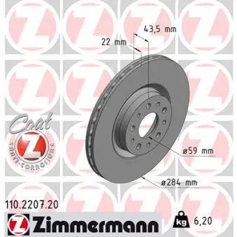 Jeu de 2 disques de frein avant ZIMMERMANN 110.2207.20