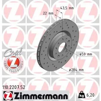 Jeu de 2 disques de frein avant ZIMMERMANN 110.2207.52