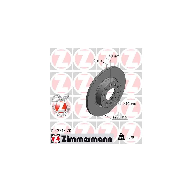 Jeu de 2 disques de frein arrière ZIMMERMANN 110.2213.20