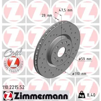 Jeu de 2 disques de frein avant ZIMMERMANN 110.2215.52