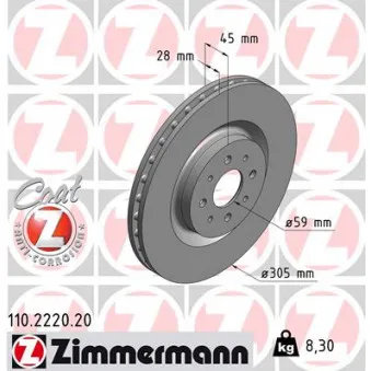 Jeu de 2 disques de frein avant ZIMMERMANN 110.2220.20