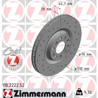 Jeu de 2 disques de frein avant ZIMMERMANN 110.2222.52