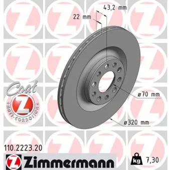 Jeu de 2 disques de frein arrière ZIMMERMANN 110.2223.20