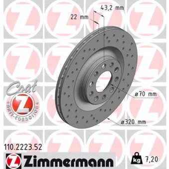 Jeu de 2 disques de frein arrière ZIMMERMANN 110.2223.52