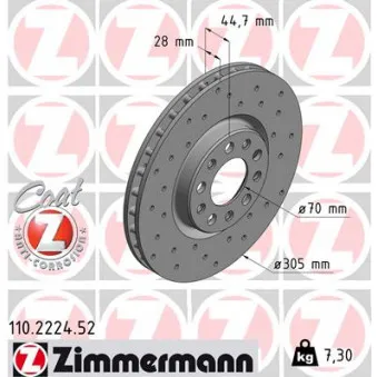 Jeu de 2 disques de frein avant ZIMMERMANN 110.2224.52