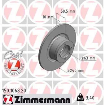 Jeu de 2 disques de frein avant ZIMMERMANN 150.1068.20