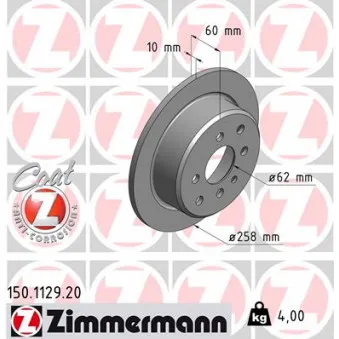 Jeu de 2 disques de frein arrière ZIMMERMANN 150.1129.20