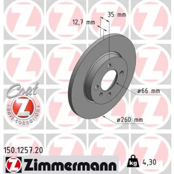 Jeu de 2 disques de frein avant ZIMMERMANN 150.1257.20