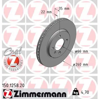 Jeu de 2 disques de frein avant ZIMMERMANN 150.1258.20