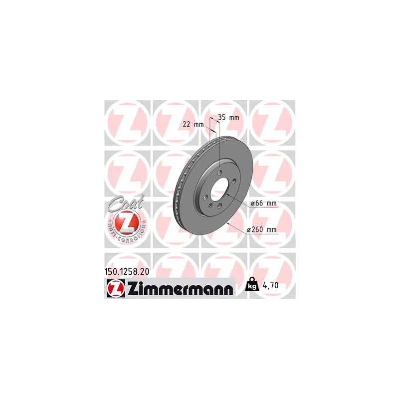 Jeu de 2 disques de frein avant ZIMMERMANN 150.1258.20