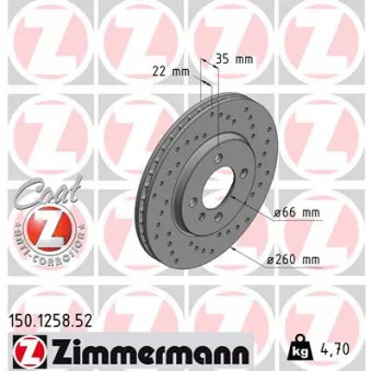 Jeu de 2 disques de frein avant ZIMMERMANN 150.1258.52
