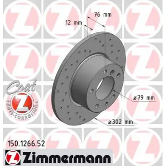 Jeu de 2 disques de frein avant ZIMMERMANN 150.1266.52