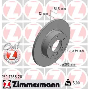 Jeu de 2 disques de frein avant ZIMMERMANN 150.1268.20