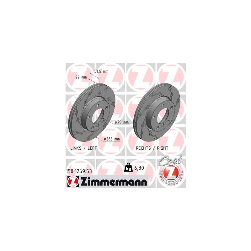 Jeu de 2 disques de frein avant ZIMMERMANN 150.1269.53