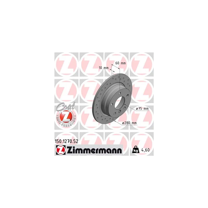 Jeu de 2 disques de frein arrière ZIMMERMANN 150.1270.52