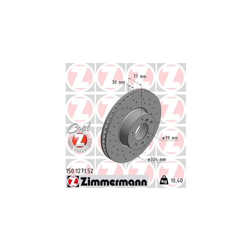 Jeu de 2 disques de frein avant ZIMMERMANN 150.1271.52