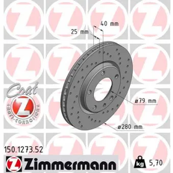 Jeu de 2 disques de frein avant ZIMMERMANN 150.1273.52