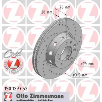 Jeu de 2 disques de frein avant ZIMMERMANN 150.1277.52