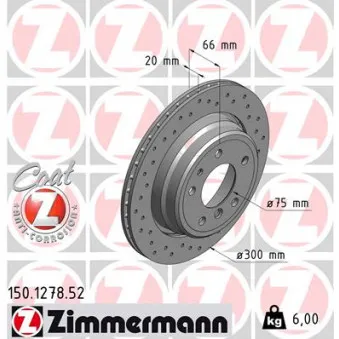 Jeu de 2 disques de frein arrière ZIMMERMANN 150.1278.52