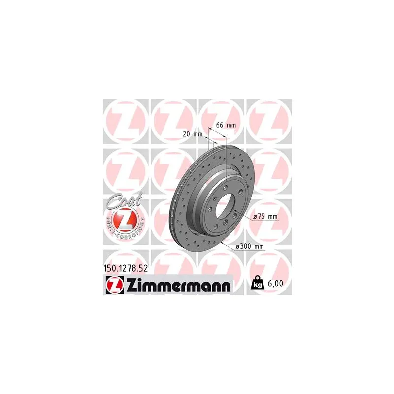 Jeu de 2 disques de frein arrière ZIMMERMANN 150.1278.52