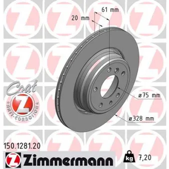 Disque de frein arrière gauche ZIMMERMANN 150.1281.20