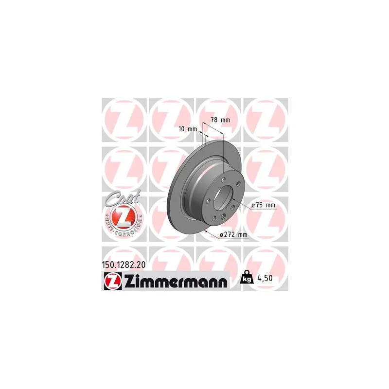 Jeu de 2 disques de frein arrière ZIMMERMANN 150.1282.20