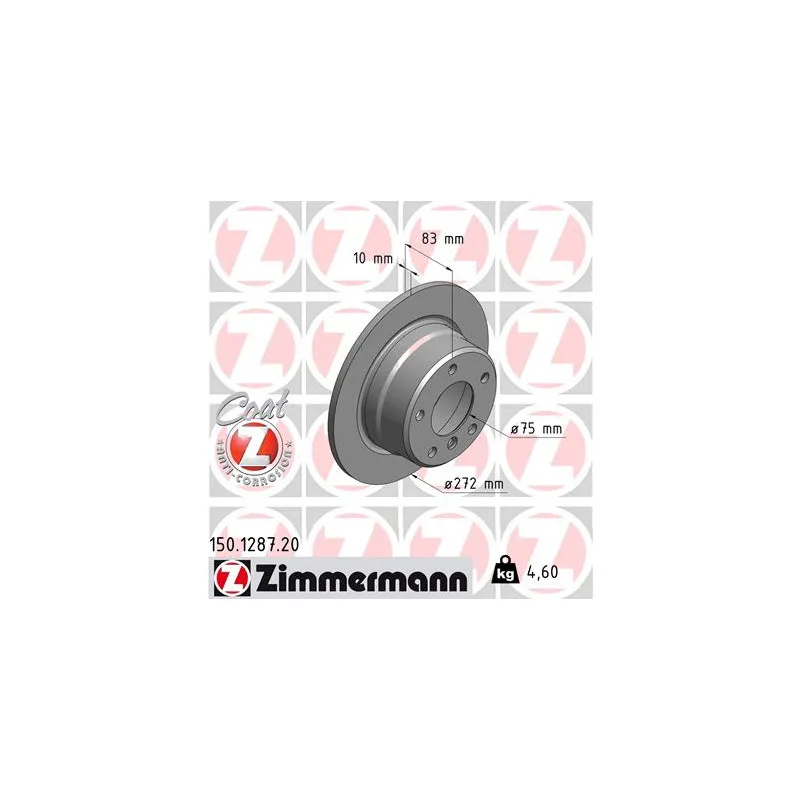 Jeu de 2 disques de frein arrière ZIMMERMANN 150.1287.20