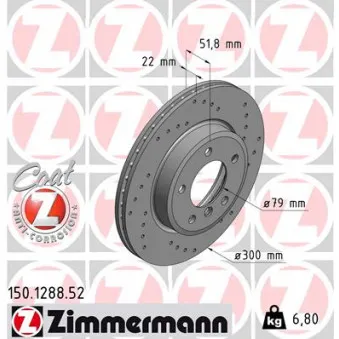 Jeu de 2 disques de frein avant ZIMMERMANN 150.1288.52