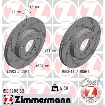 Jeu de 2 disques de frein avant ZIMMERMANN 150.1288.53