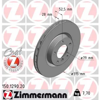Disque de frein avant gauche ZIMMERMANN