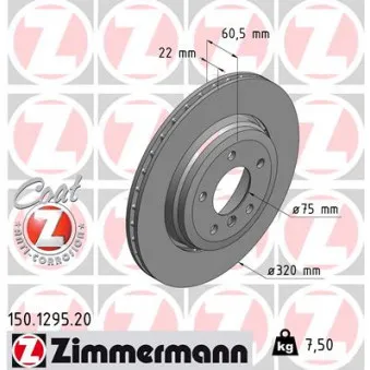 Jeu de 2 disques de frein arrière ZIMMERMANN 150.1295.20