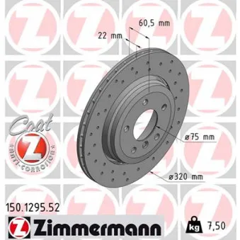 Jeu de 2 disques de frein arrière ZIMMERMANN 150.1295.52