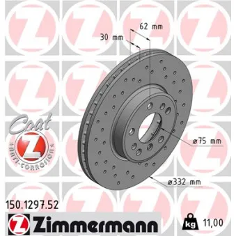 Jeu de 2 disques de frein avant ZIMMERMANN 150.1297.52